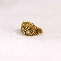 Owl Ring Emerald Eyes In Sterling Silver