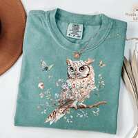Owl Floral Shirt, Owl Lover Shirt, Pressed Flower Owl Shirt, Natural Bird Shirt, Owl Mama Shirt, Wil