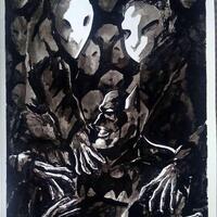 The Court Of Owls inkwash illustration (original)