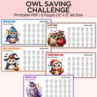 Owl Savings Challenge Printable, A6 Mini Owl Saving Challenge, Money Saving Tracker Bundle, Cash Env