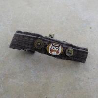 Little Owl Essential Oil Diffuser Bracelet, Upcycled Fabric Bracelet, Kiln-Fired Ceramic