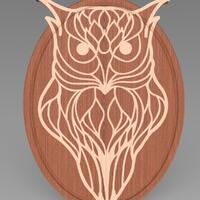 Owl inlay system cutting board model for kitchen (Stl-Dxf-obj-ai-svg-cnc code and cutting report)