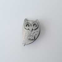 Vintage Metzke Pewter Owl Brooch - Lapel Pin