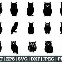 Owl Svg, Owl Silhouette, Owl Cut File, Owl Cricut, Owl Dxf, Jpeg, Png