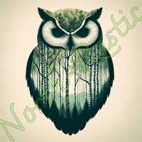 Horned Owl Birch Forest Digital Download | Nature Animal Wall Art | Printable Animal Home Cabin Deco