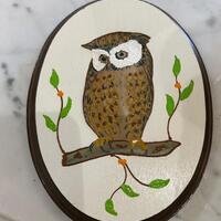 Vintage Painted Owl Plaque Owl Collector