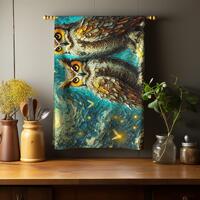 Mystic Owls Tea Towel, Colorful Kitchen Decor, Kitchen Gifts, Gift for Mom, Owl Gifts, Housewarming 