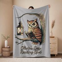 Personalized Book Owl Fleece Blanket: Literary Reading Gift