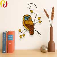 PDACE03 Owl  Stained Glass Bird Pattern –  Owl and Butterfly | Digital PDF Template, Wire Fram
