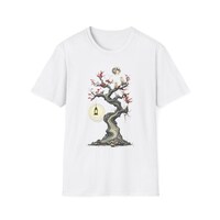 Abstract Tree w/ Owls and Lantern Unisex T-Shirt for M/F, Magical Dream Art Tee