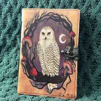 Owl UV Print Leather Journal with deckle-edge papers