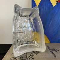 Walther Glas Owl Candy Dish or Trinket Bowl | Frosted Sculptural Owl | Vintage West German Glass