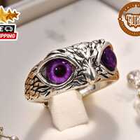 Gothic Owl Eye Ring | Unisex Vintage Animal Jewelry | Unique Bird Accessories | Forest Creature Char