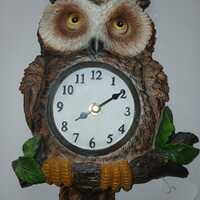 Collections Etc Hand Painted Resin Owl Analog Wall Clock | Hand Painted | Realistic Features 9x12 be