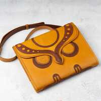 Leather sketchbook cover, owl art journal case, refillable notebook pad, christmas gifts for artists
