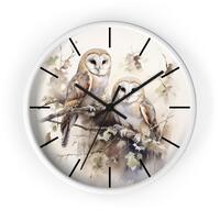 Elegant Owl Wall Clock, Nature-Inspired Home Decor, BIrd Lover Gift, Gift for Bird Watchers, Rustic 