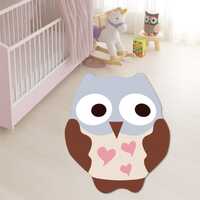 Cartoon Cute Soft Pastel Owl Rug, Playroom-Nursery-Kids-Toddler-Baby Girl Room Rug, Baby Shower Gift