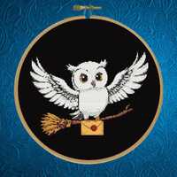 Hedwig Cross Stitch Pattern, Wizard Owl Cross Stitch Pattern, Instant Download