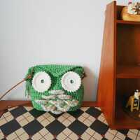 Crochet Handbag, Owl Girls Bag, Crossbody Purse, Owl Head Bag, Cute Handmade Kawaii Phone Bag, Mini 