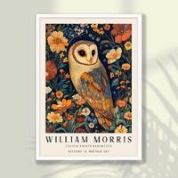 William Morris Owl Poster: Mid-Century Floral Exhibition Print