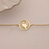 Silver Owl Bracelet, Owl bird Bracelet , Bird Jewelry , Dainty Animal Bracelets , Bird Lover Gift Je