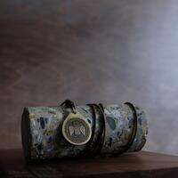 Ancient Greek Style Owl Necklace/Pendant. Made from Solid Brass with an Adjustable/Sliding Leather C