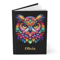 Colorful Owl Hardcover Journal, Personalised Notebook for Writing, Sketching, Gift for Owl Lovers, C