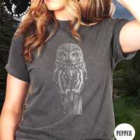 Owl Tee, Owl Realistic Silhouette Unisex Comfort Colors T-Shirt, Owl tee, Bird tee, Mysterious Bird 