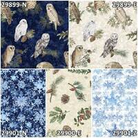 Winterhaven Owls, Snowflakes & Holly Sprigs 100% Cotton Fabrics by QT! 5 Styles