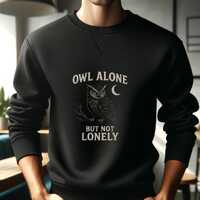 Lonely Owl Sublimation Design PNG - “Owl alone but not lonely” Clipart for T-Shirts, Sti