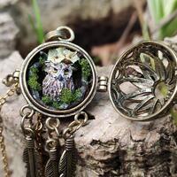 collana gufo,locket.collana chiama angeli ,animali in miniatura ,collana apribile ,collana gravidanz