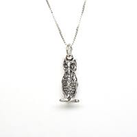 Owl Sterling Silver Bird Wild Animal Pendant 3D Charm Pendant or Necklace 1990