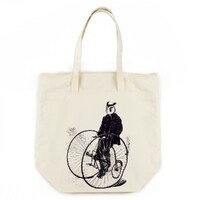 Gentleman Owl on a Bicycle Organic Cotton Large Market Tote Bag