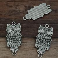 20pieces 38mmx18mm  owl connector charm   -  antique Silver charm pendant  Jewelry Findings