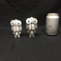Upcycled metal small owl sculpture art
