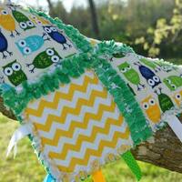 Chevron Owl Tag Rag Blanket