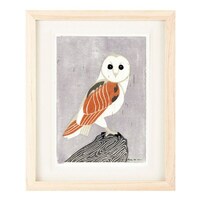 BARN OWL Poster Size Linocut Reproduction Art Print: 8 x 10, 9 x 12, 11 x 14, 12 x 16