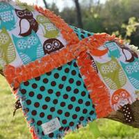 Owl  Minky Tag Rag Blanket