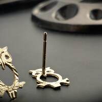 14k Gold Owl Earrings: Diamond Cut Post Earrings