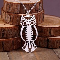 Perched Owl - Hand Cut Sterling Silver Pendant, Necklace