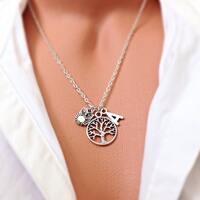 Personalized Tree of Life and Owl Necklace, Owl Jewelry Gift, Cute Owl, Tree Necklace, Tree, Bird, A