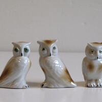 Vintage Small Owls - Set of Three