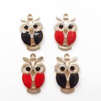 4pcs-1.5" Owl-Rose Gold alloy metal Charm pendant-red, black- You pick color