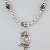 Pretty Silver Owl Pendant Charm Necklace