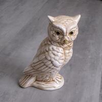 Vintage Off White Ceramic Owl Figurine
