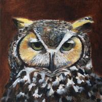 owl painting print of original owl painting Great Horned Owl