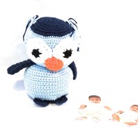 Nursery Decor, Blue Baby Owl, NurseryBlue Decor, Crochet Owl, Stuffed Animal, Crochet, Baby Boy, Blu