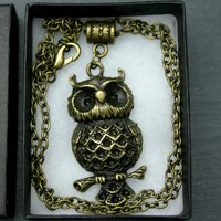 Handcrafted 'Wise Owl' Pendant. Steampunk/ Pagan/ Wiccan. Bronze tone Owl on a chain - with 