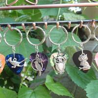 Birds Key Chain, 16 Colors Choice, Woodland Owl, Elegant Owl, Hummingbird, Road Runner, Parrot, Roos