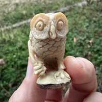 Wise Owl Totem: Hand-Carved Tagua Nut Charm for Nature Lovers, 45mm